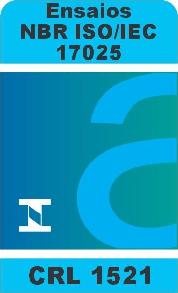Selo da acreditação Inmetro/CGCRE — Ensaios NBR ISO/IEC 17025, CRL 1521